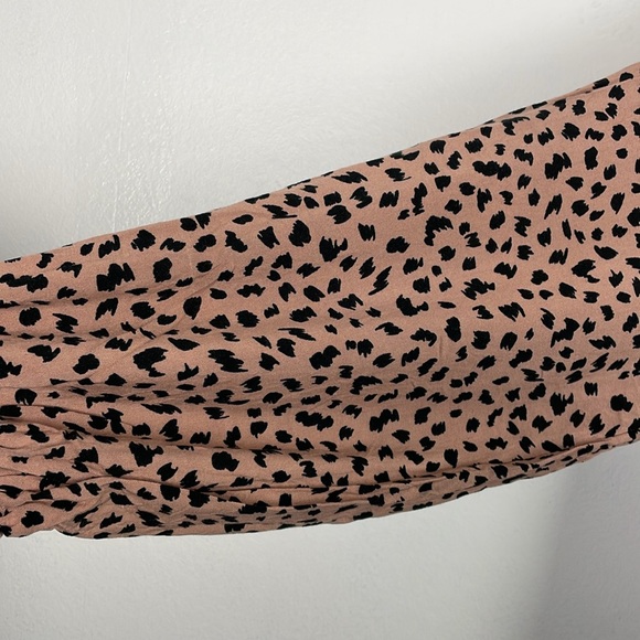 Savanna Jane Leopard Print Boho Embroidered Womens 1X Long Sleeve Pleasant Dress - Picture 5 of 9